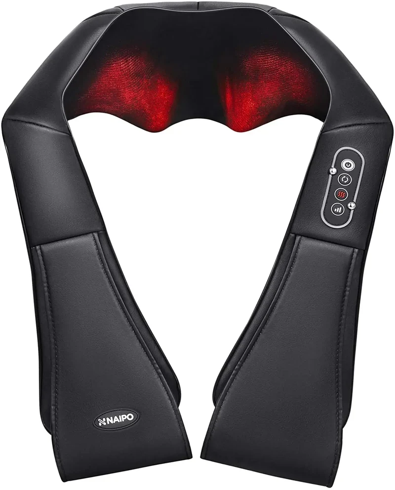 Masajeador NAIPO Shiatsu, para cuello, espalda, hombro, calor infrarrojo, cableado - modelo más nuevo
