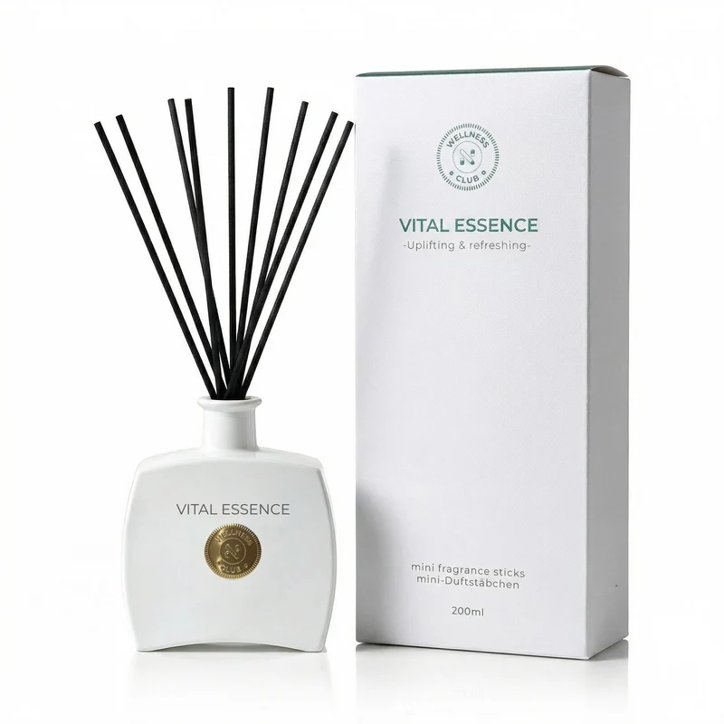 Difusor de hierba limón VITAL ESSENCE de Wellness Club, 200 ml, 8 varillas de ratán