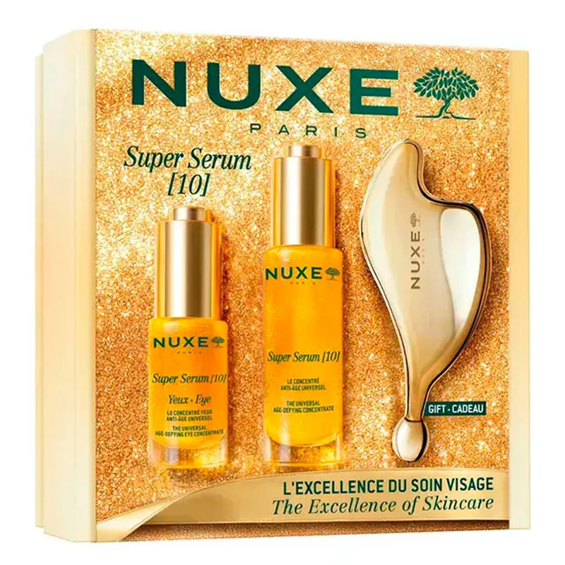 Nuxe Super Sérum 10 30 ml + Contorno De Ojos 15 ml + Masajeador Facial Pack
