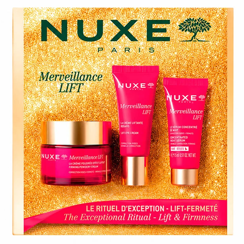 Nuxe Merveillance Lift Crema En Polvo 50 ml + Contorno Ojos 15 ml + Crema Noche El Ritual Excepcional Pack