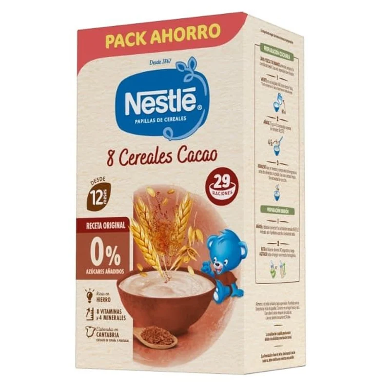 Nestle Papilla 8 Cereales Al Cacao 725 G Pack Ahorro