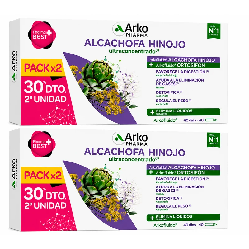Arkofluido Alcachofa+Hinojo 20 Ampollas Duplo 30%Dto. 2ª Unidades