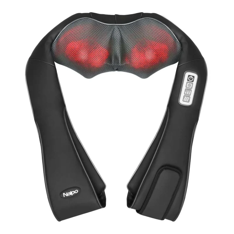 Masajeador Naipo con batería, para masaje cuello hombro Shiatsu con 3 velocidades regulables