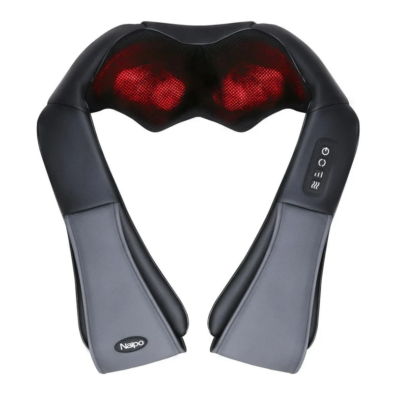 Masajeador NAIPO, almohada eléctrica Shiatsu para el cuello, función de calor, cableado