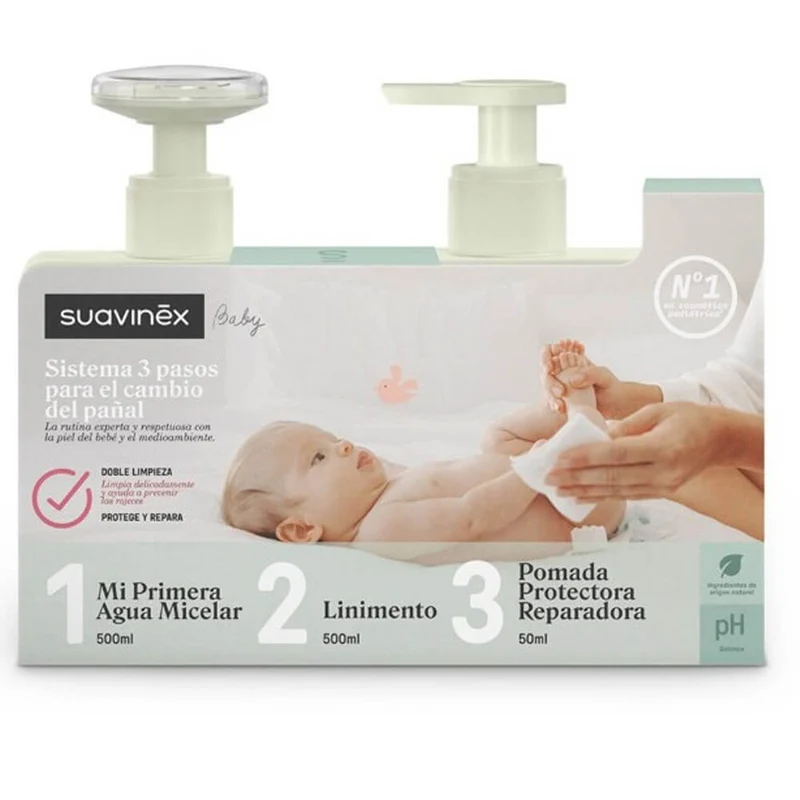Suavinex Agua Micelar 500 ml + Linimento 500 ml + Pomada Reparadora 50 ml