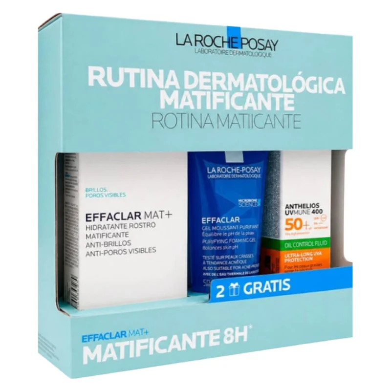 La Roche Posay Effaclar Mat Crema 40 ml + Regalo Gel Purificante 50 ml y Anthelios Uvmune 400 Oil Control 15 ml Pack