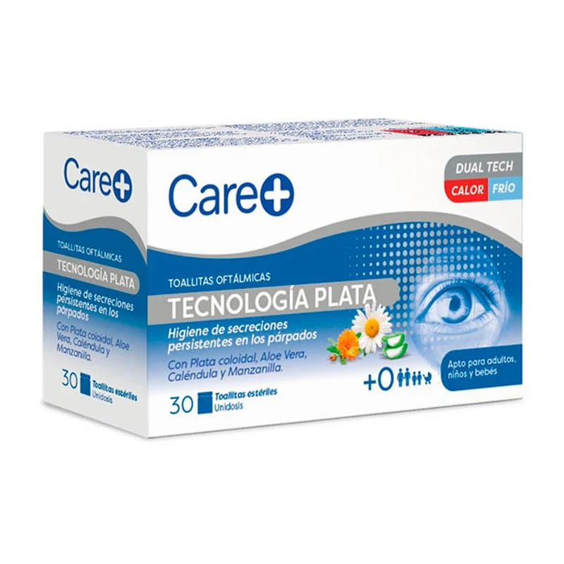 Care+ Toallitas Oftálmicas Estériles Tecnología Plata 30 Unidades