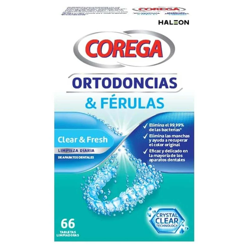 Corega Ortodoncias & Ferulas 66 Tabletas Limpiadoras