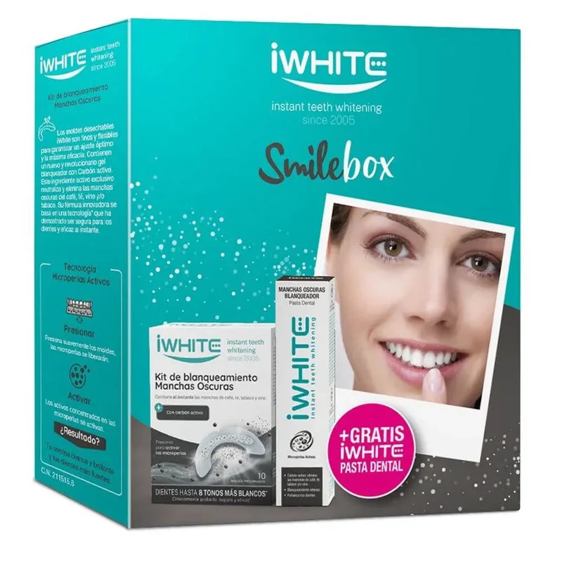 Iwhite Kit Blanqueamiento Manchas Oscuras 10 Moldes + Regalo Pasta Dental 75 ml Pack