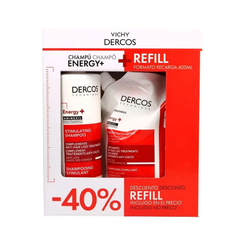 Vichy Dercos Champú Estimulante Anticaída 400 ml + Refill 390 ml