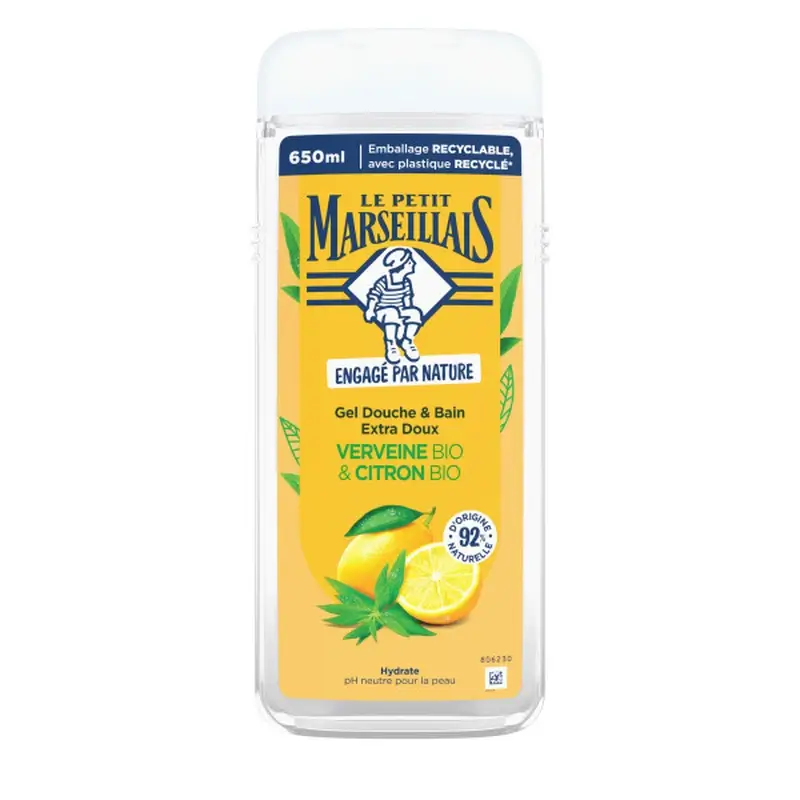 Le Petit Marseillais Gel de Ducha Extra Suave Verbena Bio y Limón Bio, 650 ml