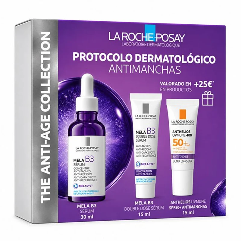 La Roche Posay Mela B3 Serum 30 ml + Regalo Mela B3 Doble Dose Sérum 15 ml y Anthelios Uvmune 400 Fluido Spf50+ 15 ml Pack