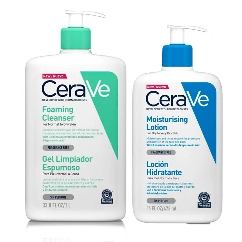 Rutina Cerave Gel Limpiador Espumoso 1L + Cerave Loción Hidratante 473 ml