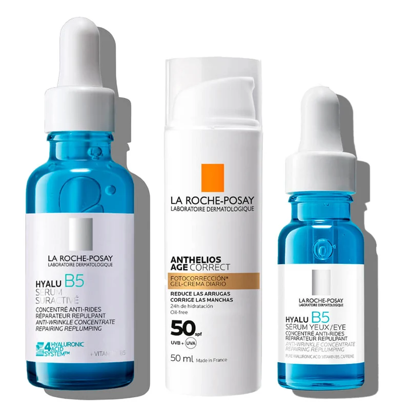 Rutina La Roche Posay Hyalu B5 Sérum Ojos 15 ml + Hyalu B5 Suractivated Sérum 30 Ml + Anthelios Spf50+ Age Correct 50ml Pack