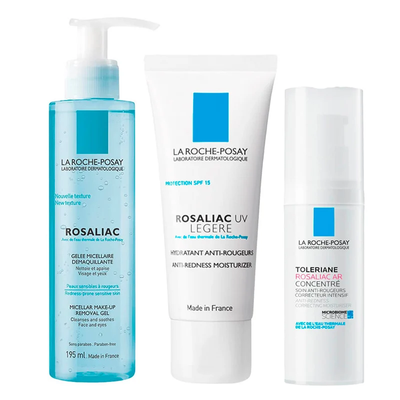 Rutina La Roche Posay Rosaliac Gel Micelar 195 ml + Toleriane Rosaliac Ar Concentrado 40 ml + Toleriane Rosaliac Ar Spf30 50 ml Pack
