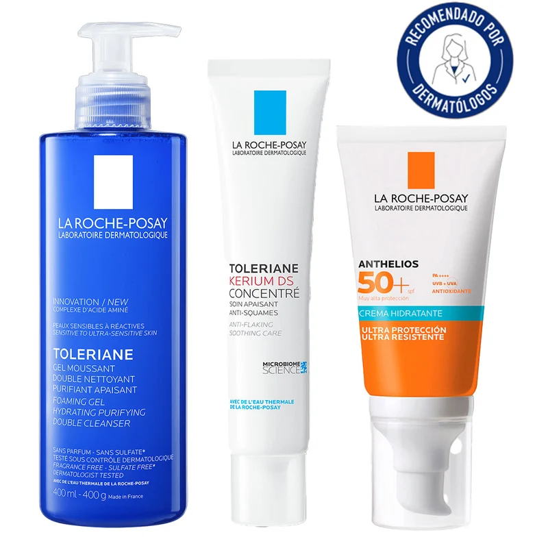 Rutina La Roche Posay Toleriane Crema-Espuma Limpiadora 400 ml + Toleriane Kerium Ds Crema 40 Ml + Anthelios UV-MUNE 400 Spf50+ Crema Hidratante Sin Perfume 50 ml Pack