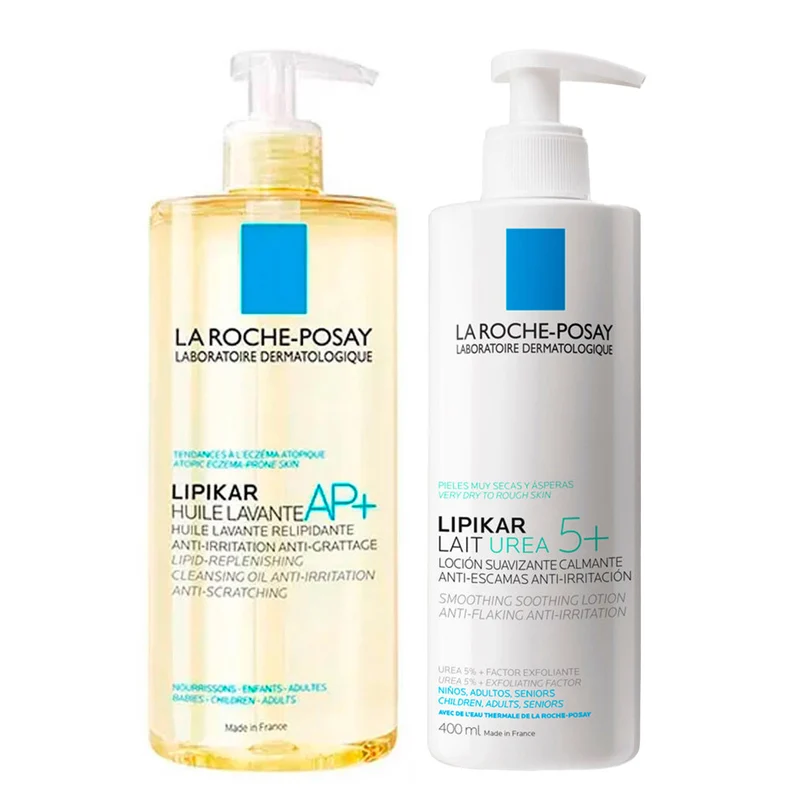 Rutina La Roche Posay Lipikar Huile Lavante Ap+ 1000 ml Con Dosificador + Iso Urea Leche Corporal 400 ml Pack