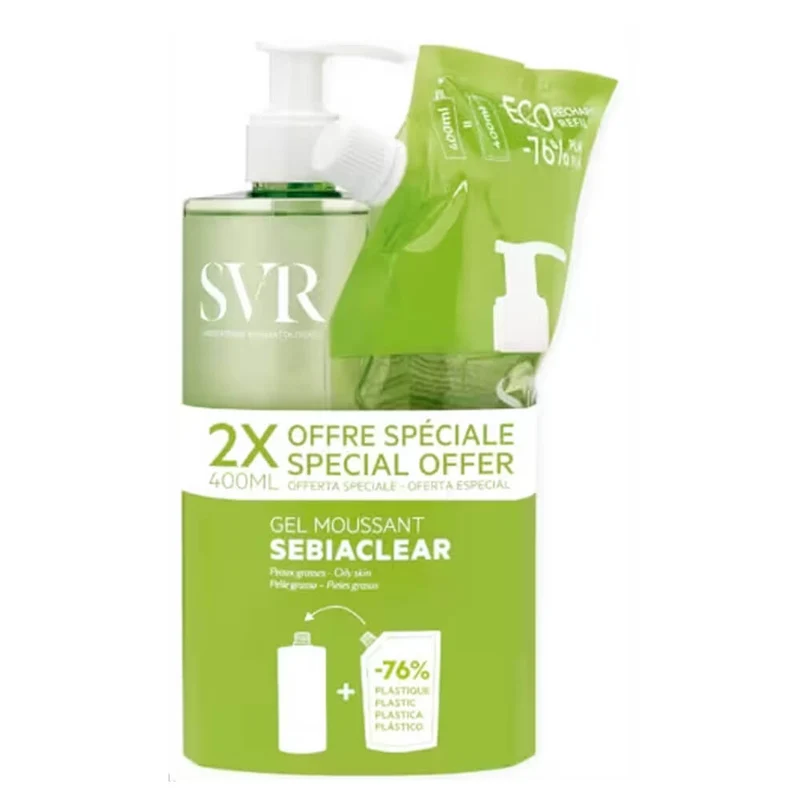 Svr Sebiaclear Gel Moussant Espuma Limpiadora Desincrustante Sin Jabón Purificante 400 ml Recarga