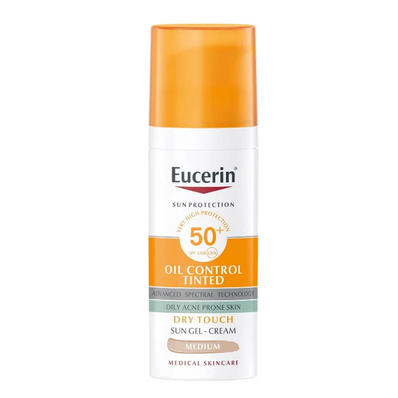Eucerin Sun Protección Spf50+ Oíl Control Gel Crema Dry Touch Tono Medio 50 ml