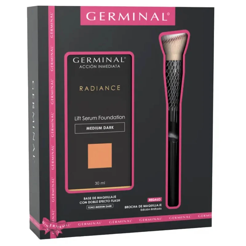 Germinal Radiance Lift Sérum Fundación Medium Dark 30 ml + Regalo Brocha De Maquillaje Pack