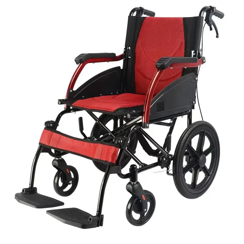 silla de ruedas de alum. transporte, roja