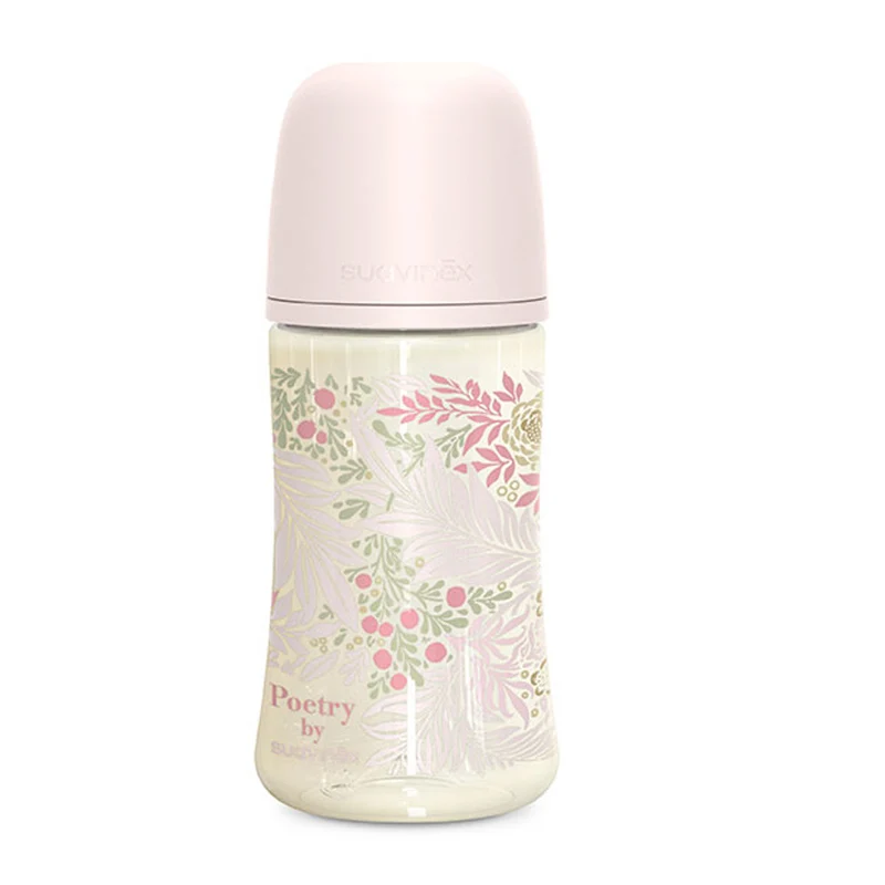 Suavinex Biberón Silicona Sx Pro Poetry T.M 270 ml Rosa +3M 219362