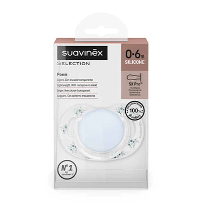 Suavinex Chupete Silicona Sx Pro Fisiológico Poetry Azul 0-6M 219359