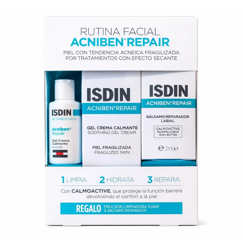 Isdin Acniben Rx Repair grel-Crema Hidratante 40 ml + Regralo Acniben Repair Bálsamo Labialy Limpiador Facial 2 ml