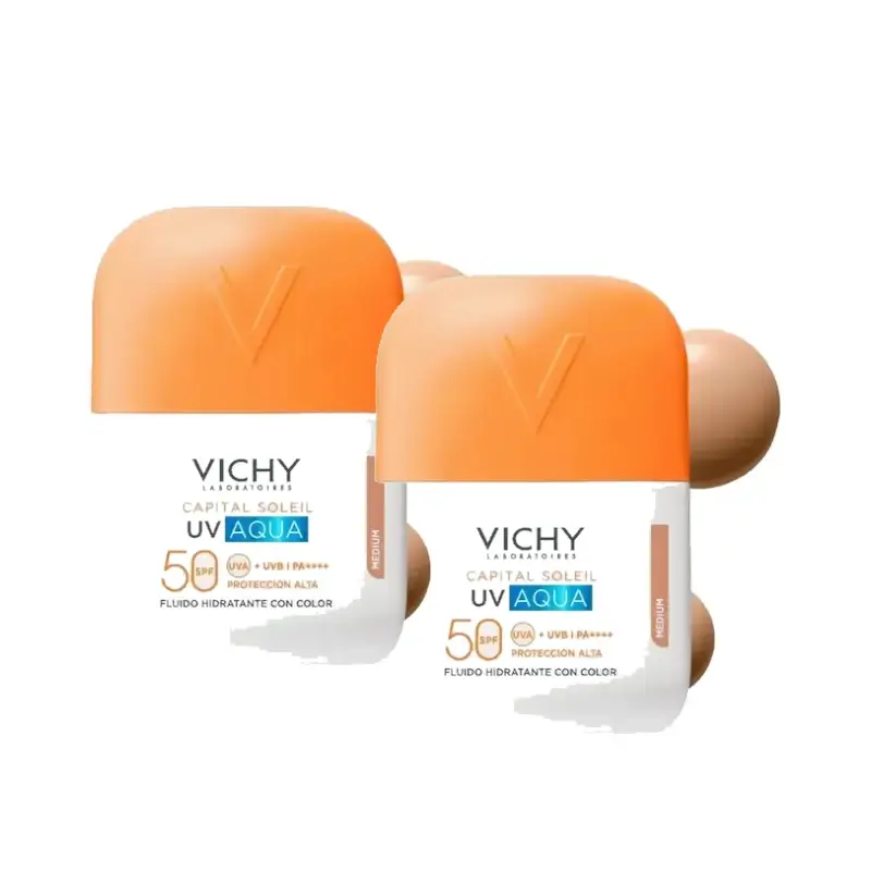 Vichy Capital Soleil UV Aqua Fluido Tono Medio SPF50 50 ml , pack 2