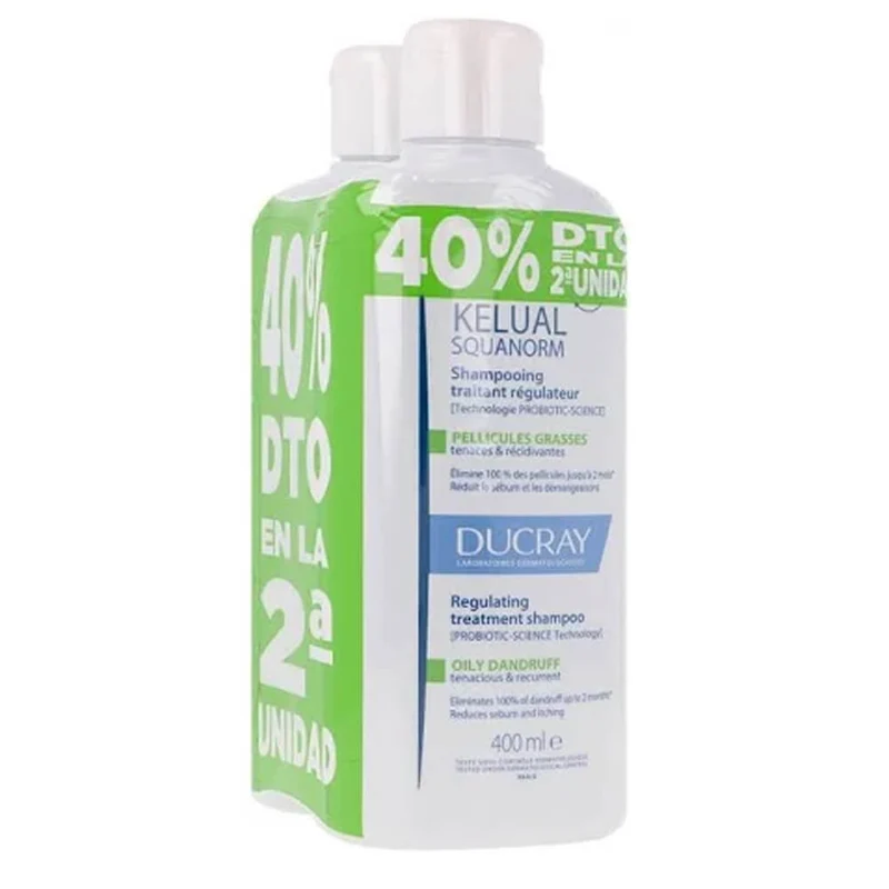 Ducray Kelual Squanorm Champú Regulador Caspa Grasa 400 ml Duplo