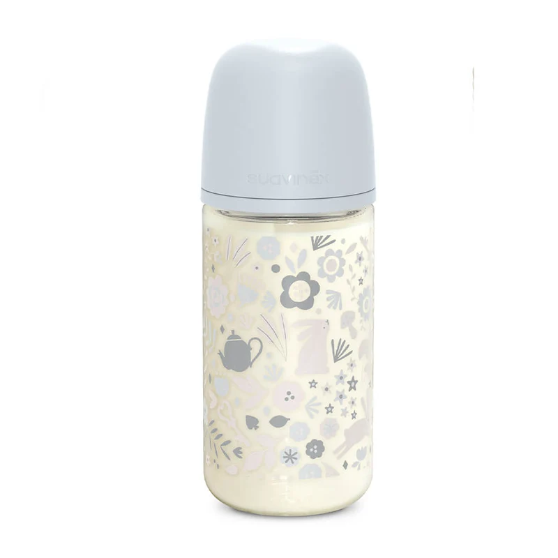 Suavinex Biberón Silicona Sxpro Vidrio Premium Azul T.M 240 ml 170185