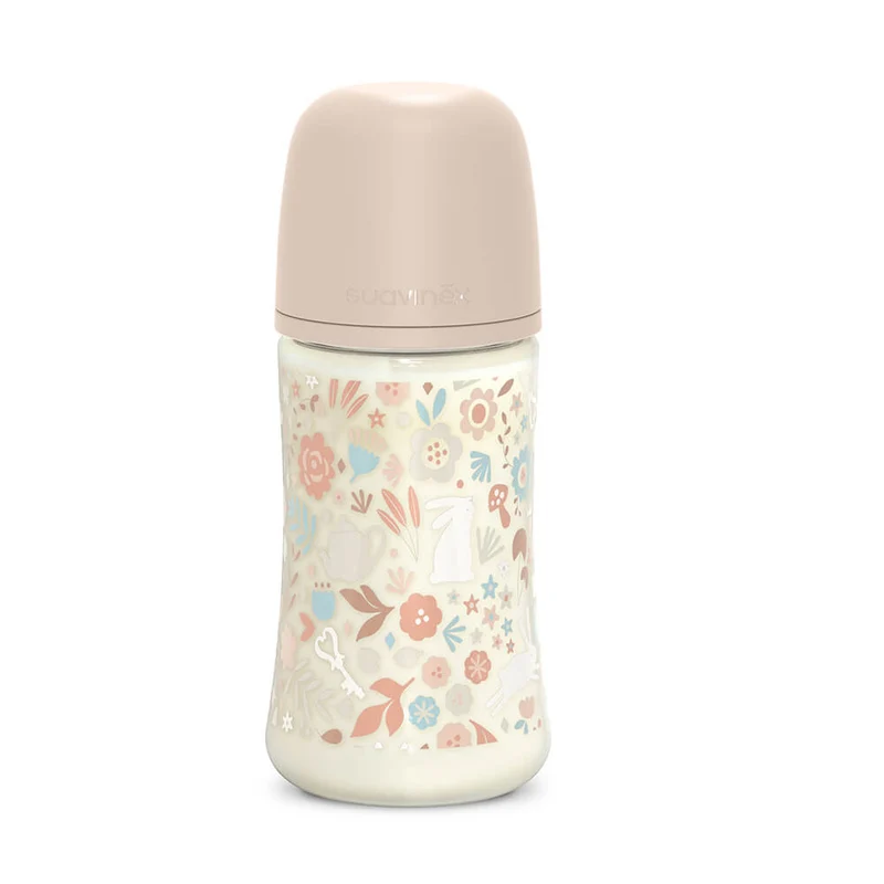 Suavinex Biberón Silicona Sxpro Premium Rosa Conejo Estampado T.M 270 ml 162102