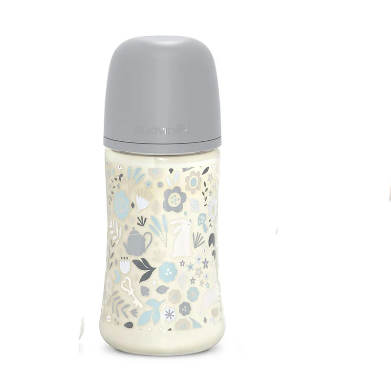 Suavinex Biberón Silicona Sxpro Premium Gris Conejo Estampado T.M 270 ml 162102