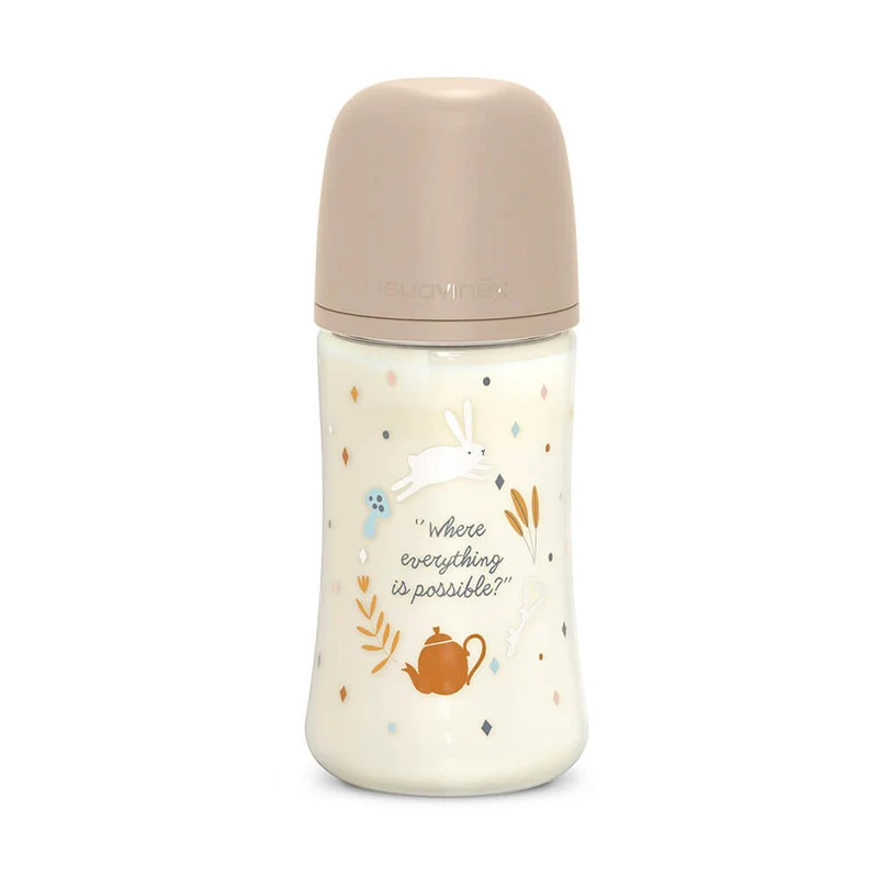 Suavinex Biberón Silicona Sxpro Premium Beige Conejo Where Everything T.M 270 ml 162102
