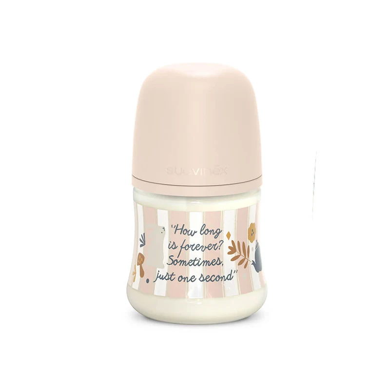 Suavinex Biberón Silicona Sxpro Premium Rosa Rayas Conejo How Long T.S 150 ml 162101