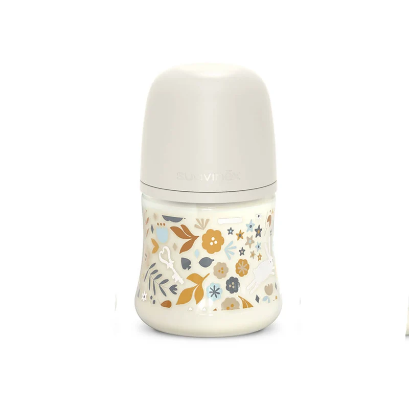 Suavinex Biberón Silicona Sxpro Premium Blanco Conejo Estampado T.S 150 ml 162101