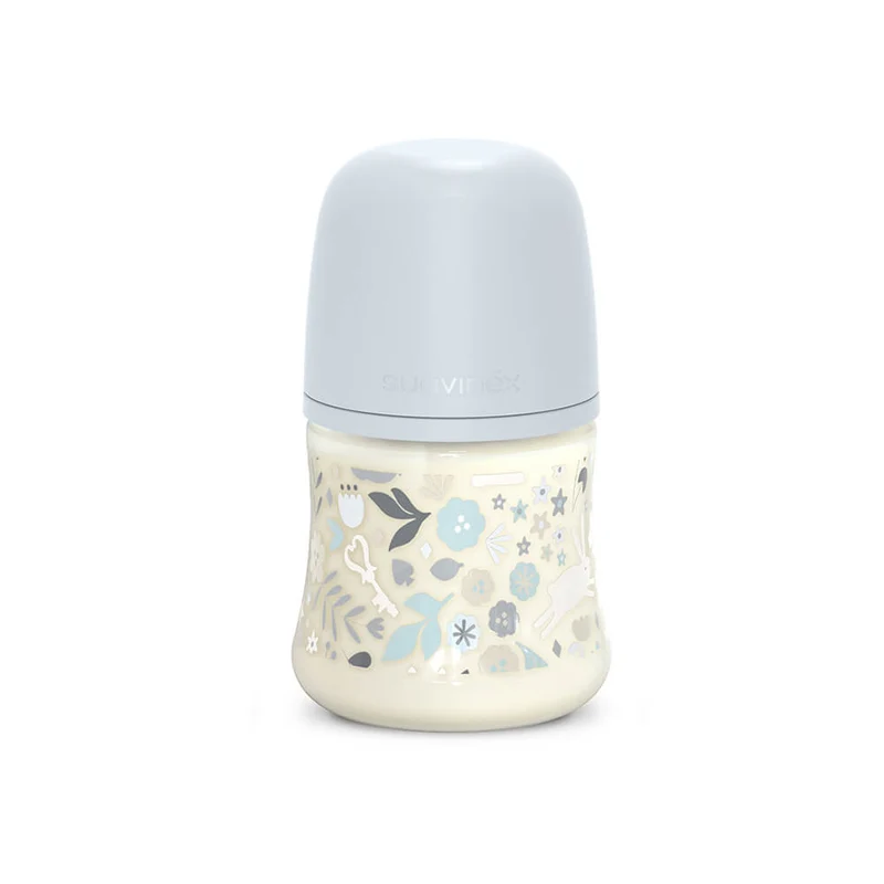 Suavinex Biberón Silicona Sxpro Premium Azul Conejo Estampado T.S 150 ml 162101