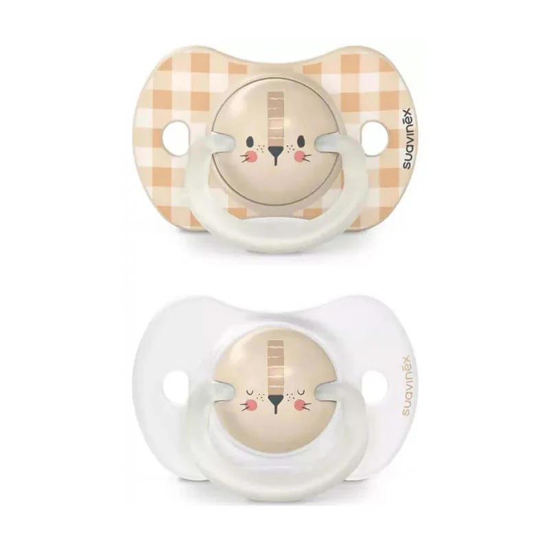 Suavinex Chupete Silicona Sxpro Anatomico Noche Beige Vichy 6-18 M 2 Unidades 196614