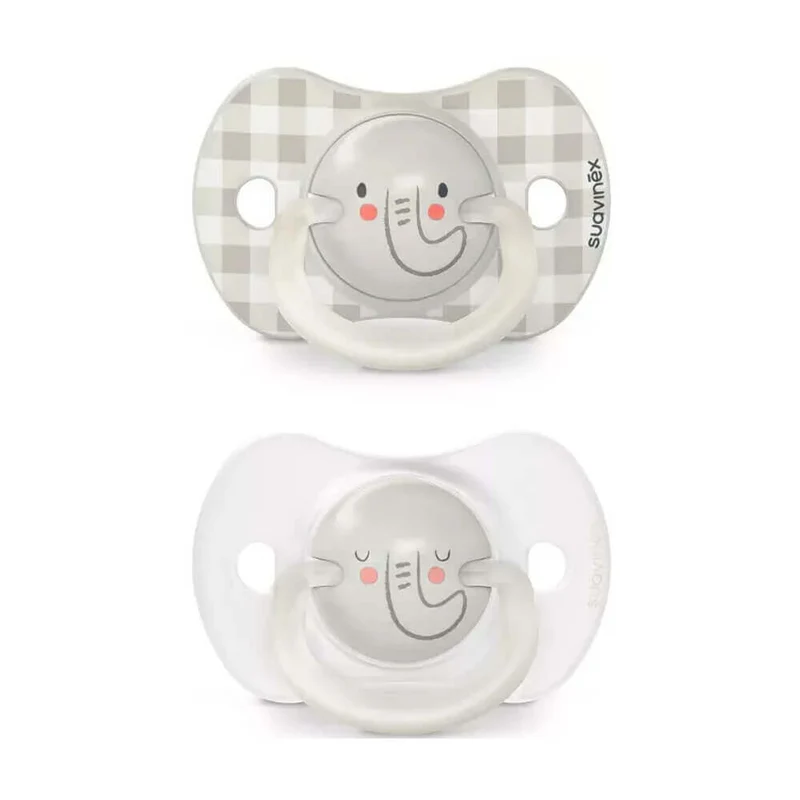 Suavinex Chupete Silicona Sxpro Anatomico Noche Gris Claro Vichy 6-18M 2 Unidades 196614
