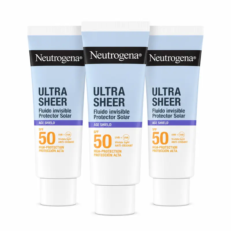 Neutrogena Ultra Sheer Fluido Invisible Anti-Edad Spf50, Pack 3 x 50 ml