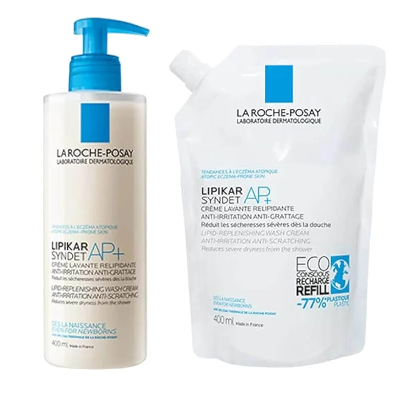La Roche Posay Lipikar Syndet Ap+ Crema Limpiadora 400 ml + Recarga 400 ml Pack
