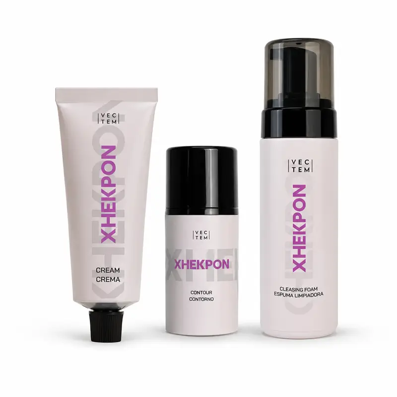 Xhekpon Crema Contorno 15 ml + Crema Facial 40 ml + Espuma Limpiadora con Colágeno 150 ml