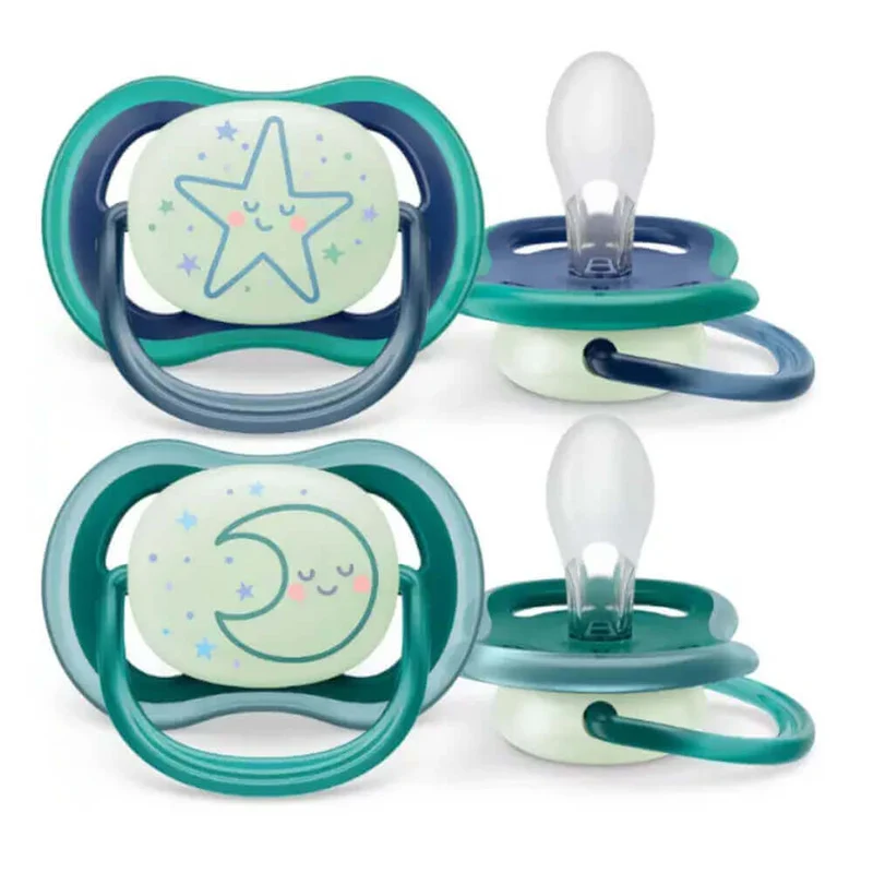 Philips Avent Chupete Ultra Air Nocturno Luna Estrella Niño 6-18M 2 Unidades