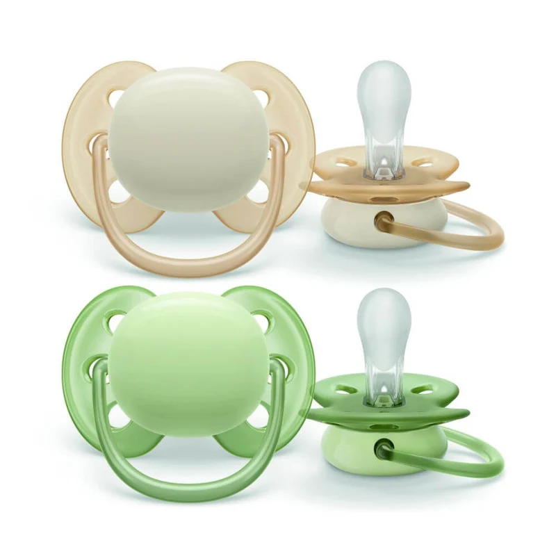 Philips Avent Chupete Ultra Soft Crema/Verde Niño 0-6M 2 Unidades