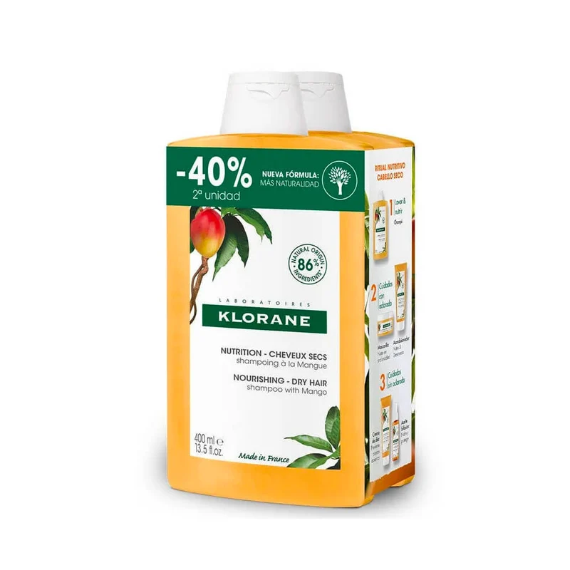 Klorane Mango Champú 400 ml Duplo