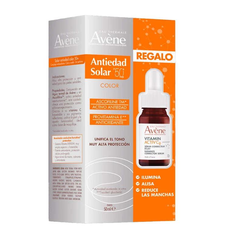 Avene Solar Spf50+ Crema Antiedad Color 50 ml + Regalo Minisérum Vitamin Activ Cg 10 ml