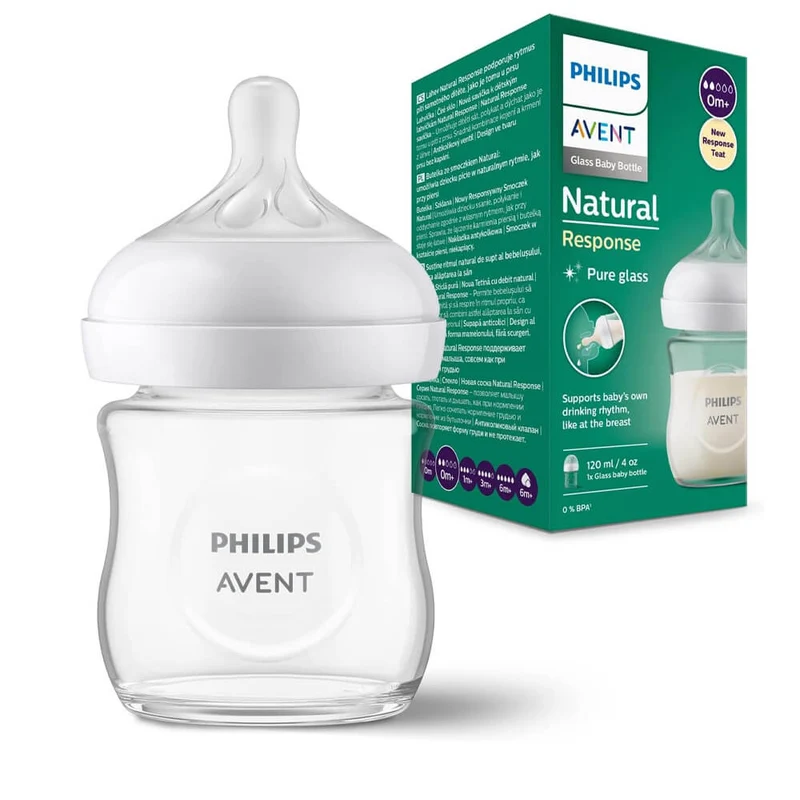 Philips Avent Biberón Anti-Colic Cristal Natural Response +0 M120 ml