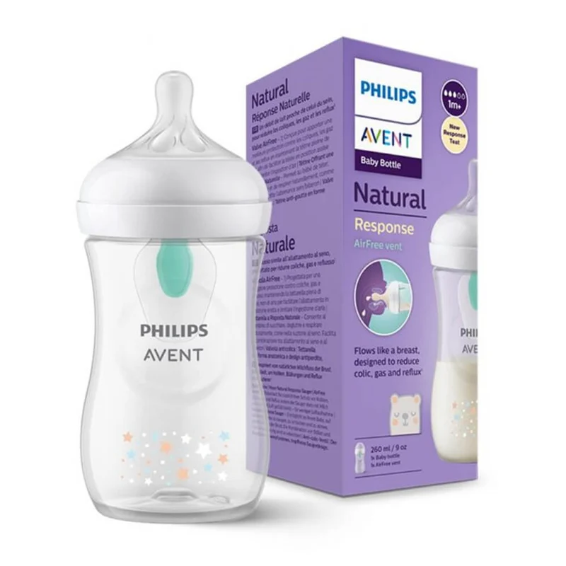 Philips Avent Biberón Natural Anticólico C/Válvula Transparente +1M 260 ml