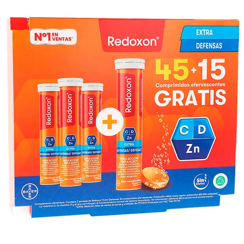 Redoxon Vitamina C 45 Comprimidos Efervescentes + Regalo 15 Comprimidos