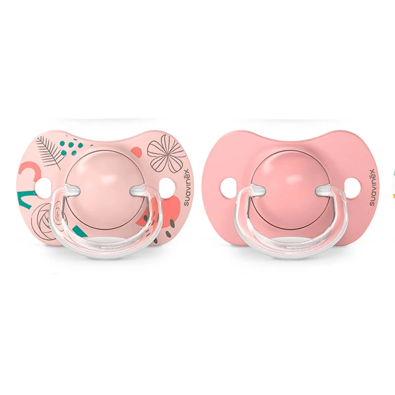 Suavinex Chupete Silicona Sxpro Fisiológico Rosa Plomo Flores 6-18M 2 Unidades 199249